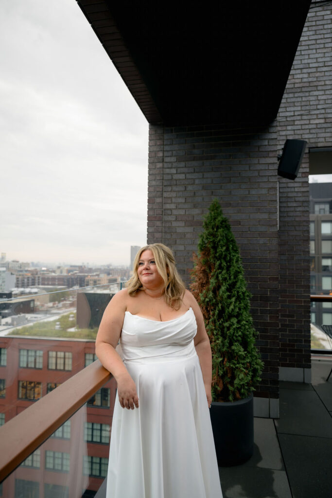 bride Chicago hotel getting ready photos in wedding dress