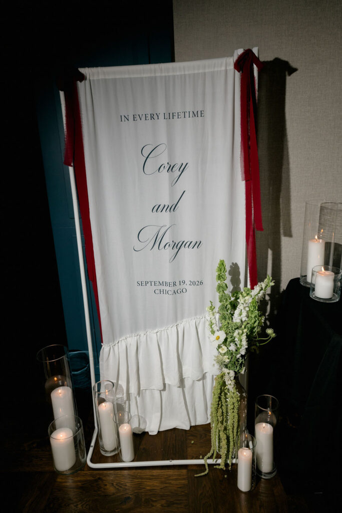 wedding welcome sign at chicago wedding