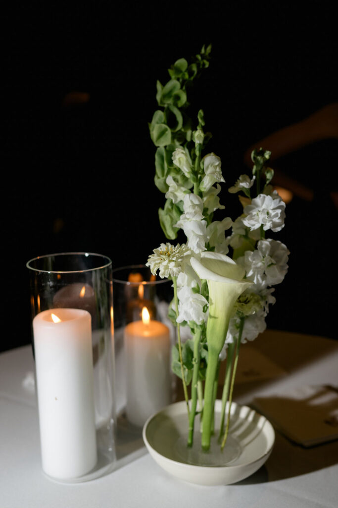 wedding details at reception at fiorettas in west loop chicago il