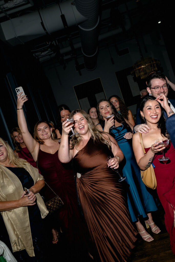 wedding guests enjoying reception at fiorettas in west loop chicago il