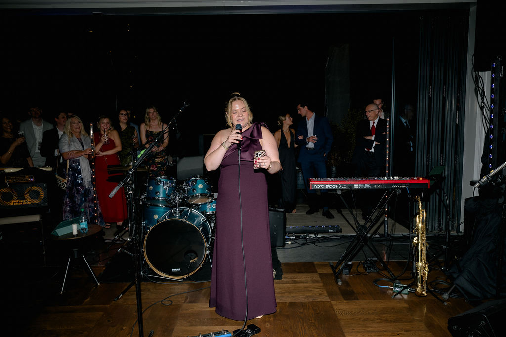 wedding speeches maid of honor at Fioretta in Chicago's West Loop