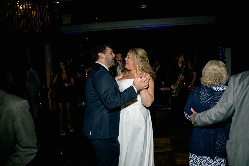 bride and groom wedding first dance at Fioretta in Chicago's West Loop